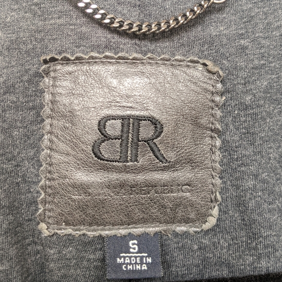 Banana Republic Women's Gray Genuine Leather Moto Jacket Size Small - Picture 3 of 6